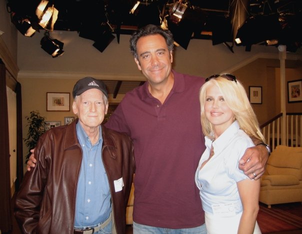 With her father, and real life friend Brad Garrett, on the set of a PSA she directed for the Humane Society of The United States starring Mr. Garrett.