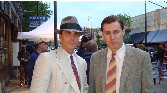 Christian Bale & Randy Ryan in Chicago for Michael Mann's Public Enemies(2009)