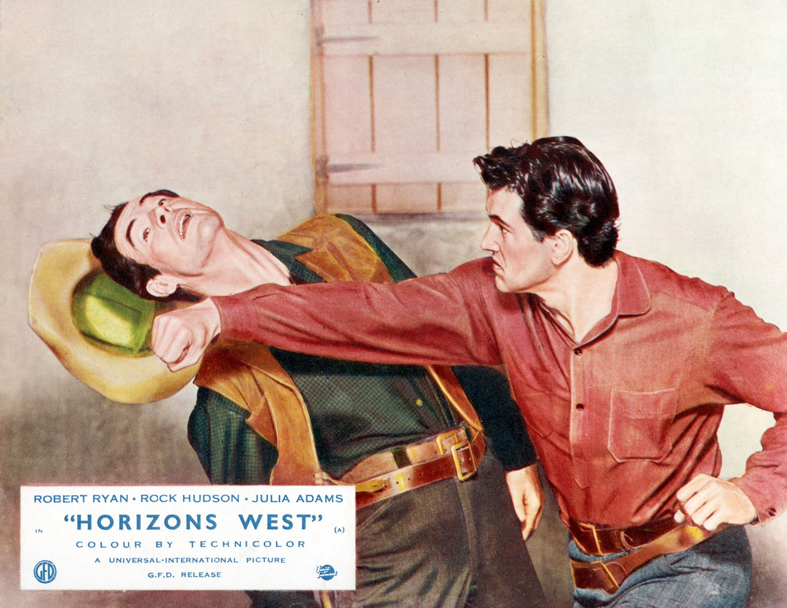 Still of Rock Hudson and Robert Ryan in Horizons West (1952)