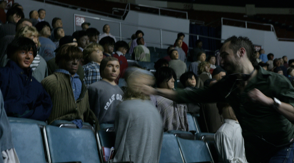 On the set for Blades of Glory (2007), Sabourin KO punch.