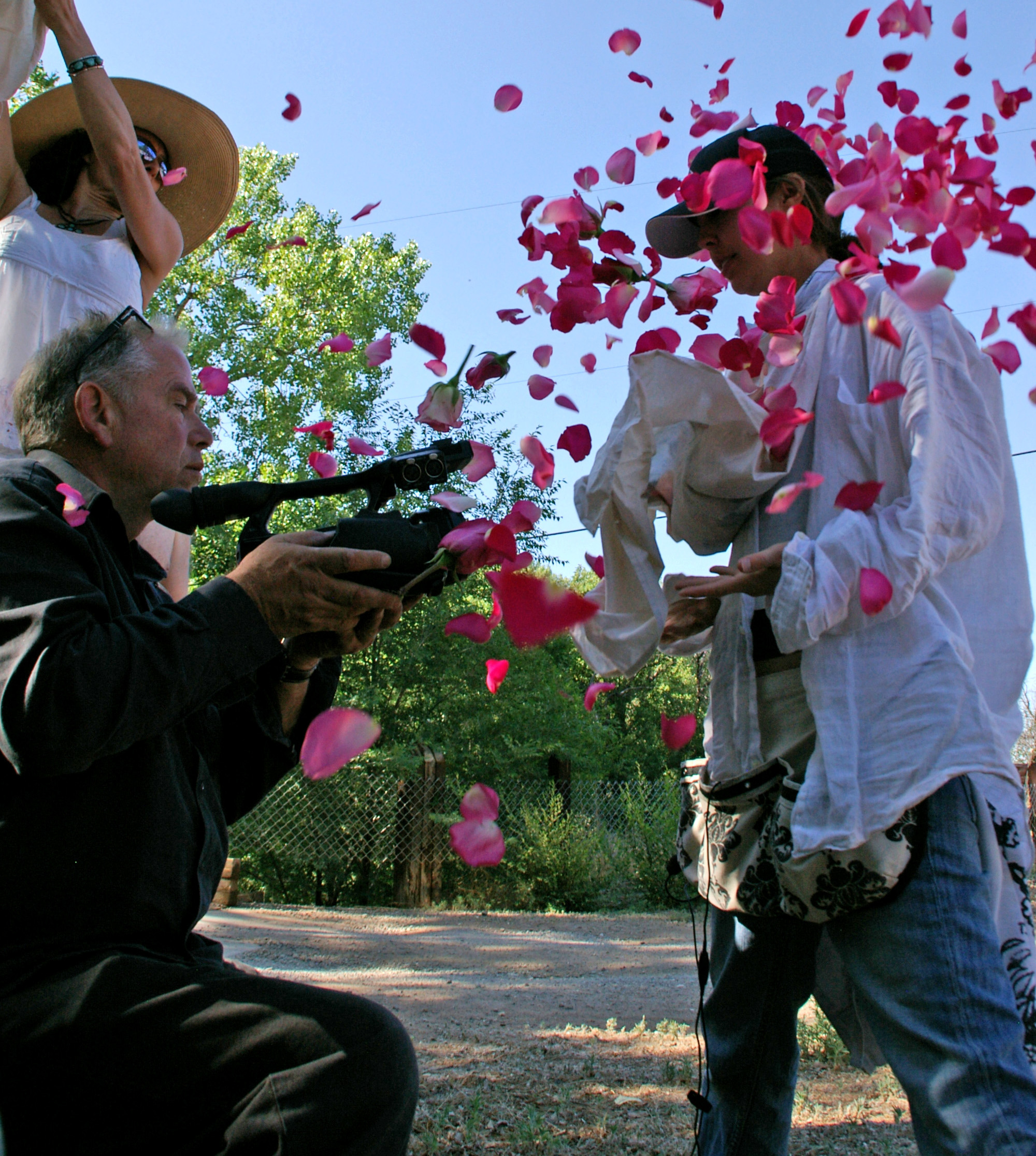 Rose petals for the Guadalupe - Milagros on set with Director Kara Baca Sachs & DP Jurg Walthers