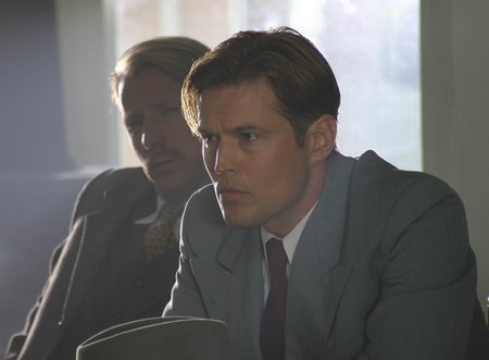 Bill Sage (foreground) as Thomas Knight Jr. and Lew Temple as Wade Wright in Heavens Fall