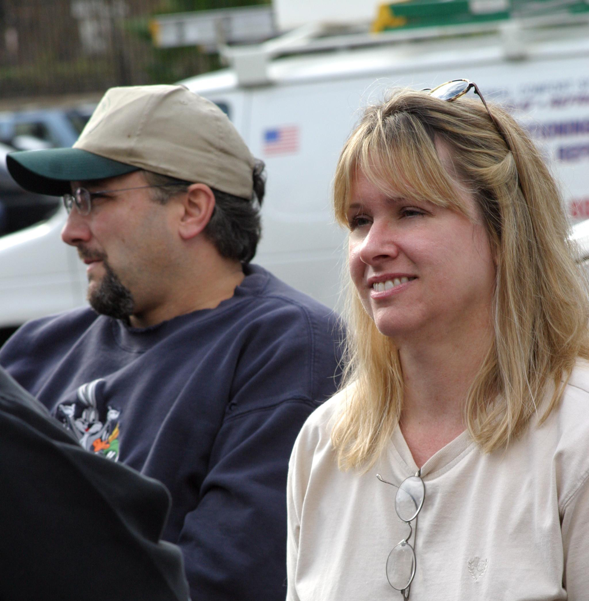 Deborah Romare and Vincent J. Wiley on set.