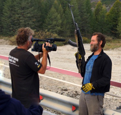 Filming Documentary, Beyond Siberia, with Live Fire AK47.