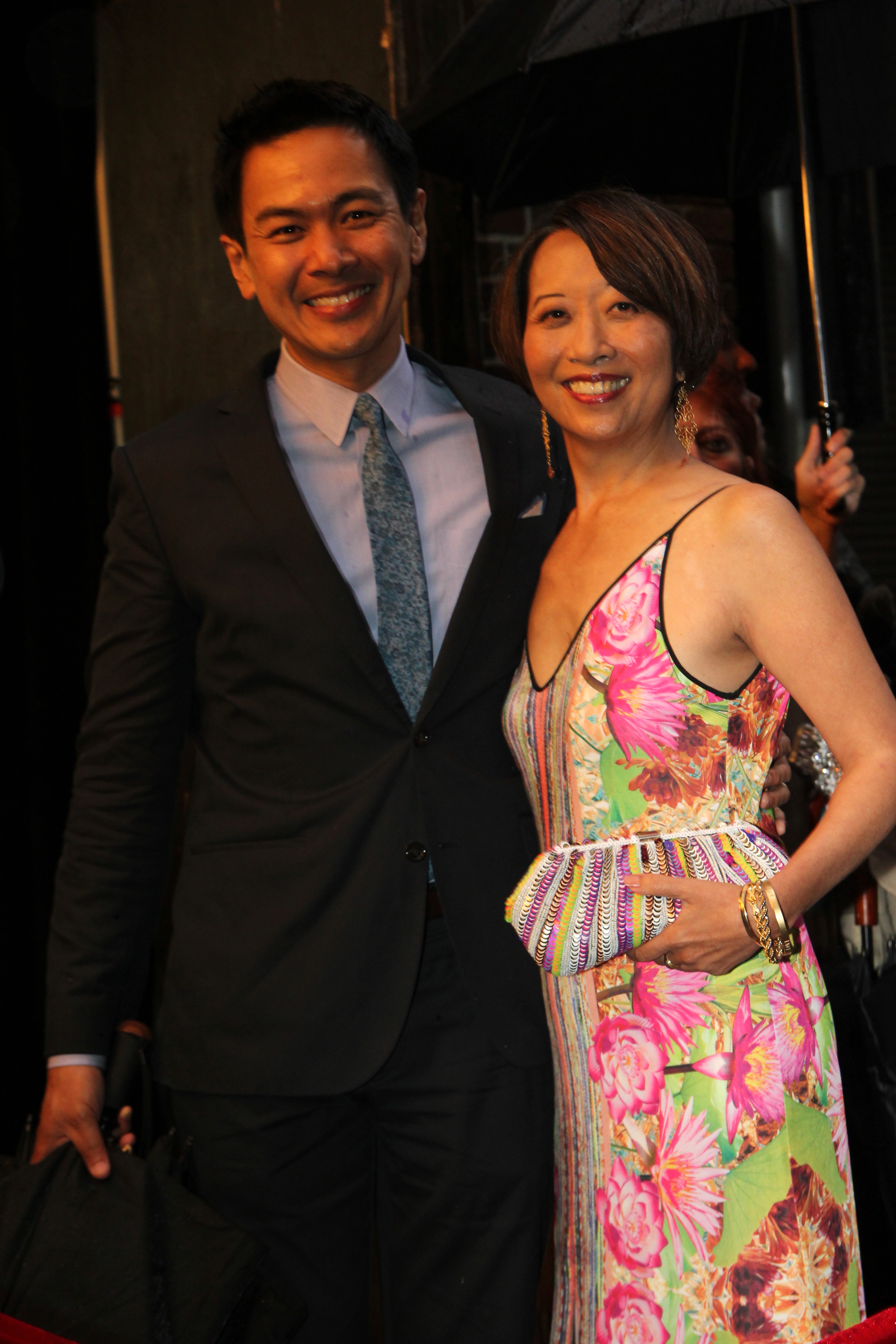 Jeanne Sakata at the 2013 Drama Desk Awards with Joel de la Fuente, nominee for Outstanding Solo Performance in Jeanne's play, HOLD THESE TRUTHS, inspired by the life of Gordon Hirabayashi