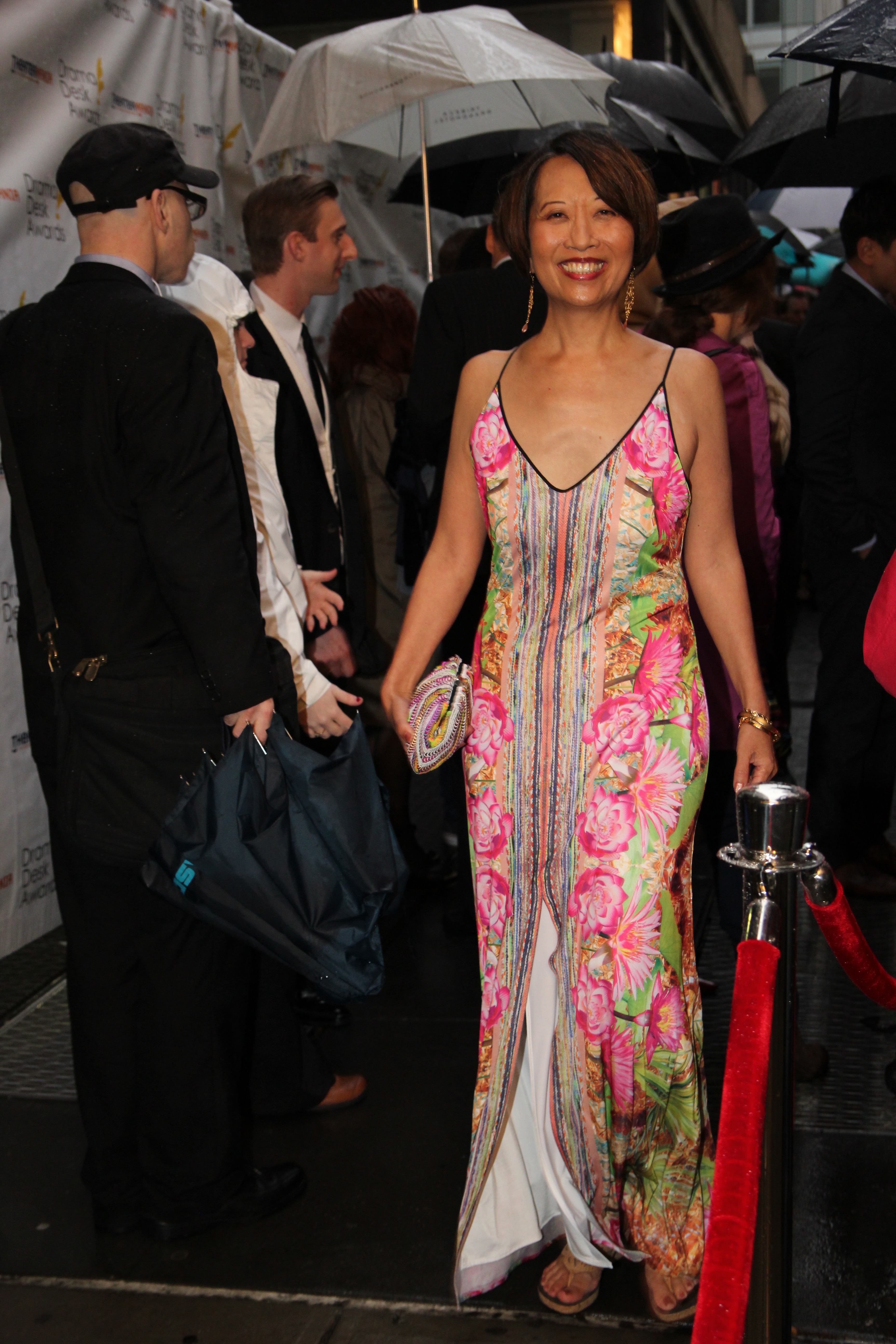 Jeanne Sakata on red carpet at 2013 Drama Desk Awards in New York