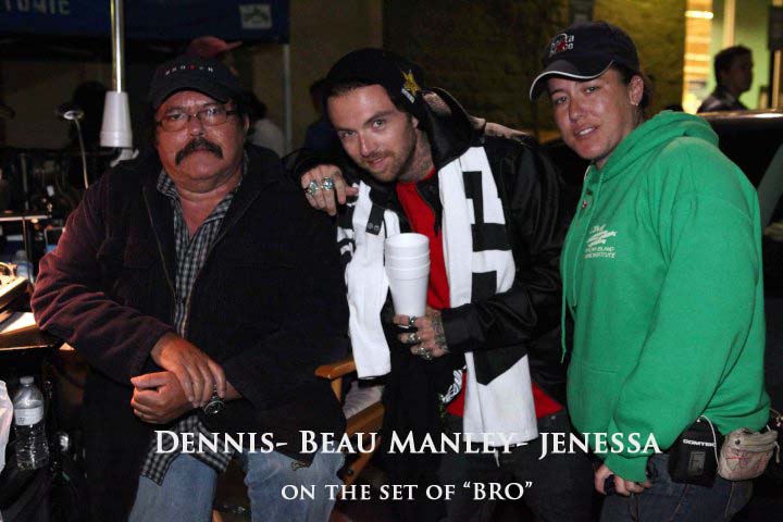 Dennis, Beau Manley,Jenessa on the set of 
