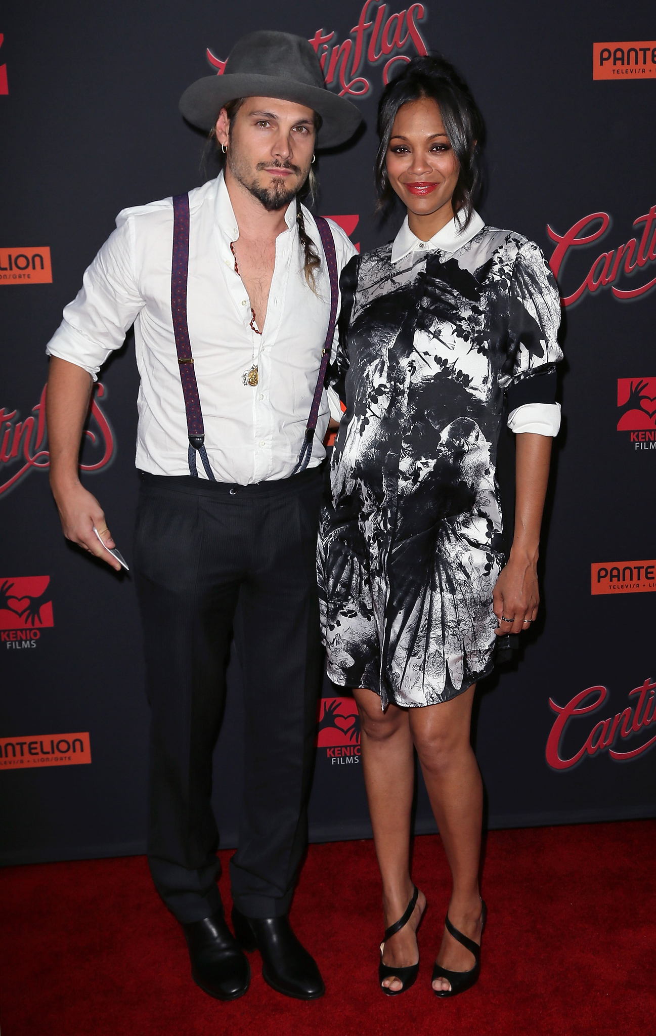 Zoe Saldana and Marco Perego at event of Cantinflas (2014)