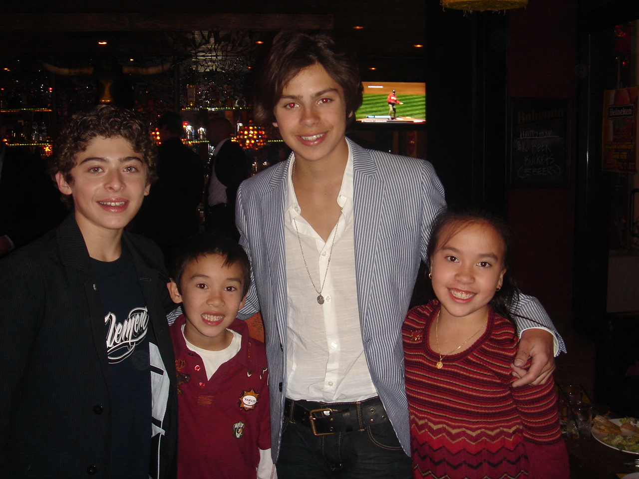 Ryan Ochoa, Kaitlin and Quinn Salzberg, and Jake T. Austin at the After Party, LA Premier of The Perfect Game Film.