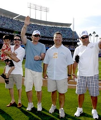 Quinn and David Salzberg (far left) at Dodger Stadium for the 4th of July event honoring 