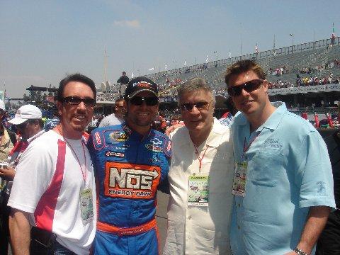 David Salzberg, Stanton Barrett, Don Perry, Christian Tureaud, Launching The Perfect Game Movie Race Car Mexico City, NASCAR Race, 2008