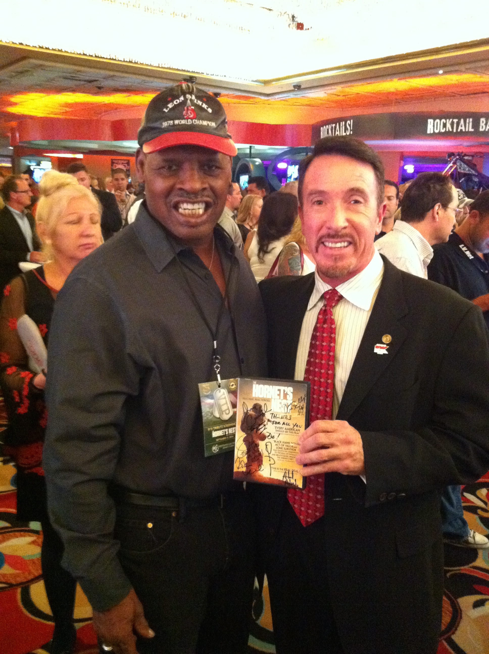 Leon Spinks and David. Green Beret Foundation Charity Screening of The Hornet's Nest on 9/11 @ Westgate Las Vegas.