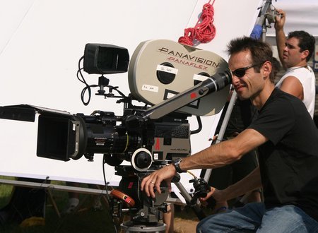 Director of Photography Paul Sanchez sets up a shot in Heavens Fall