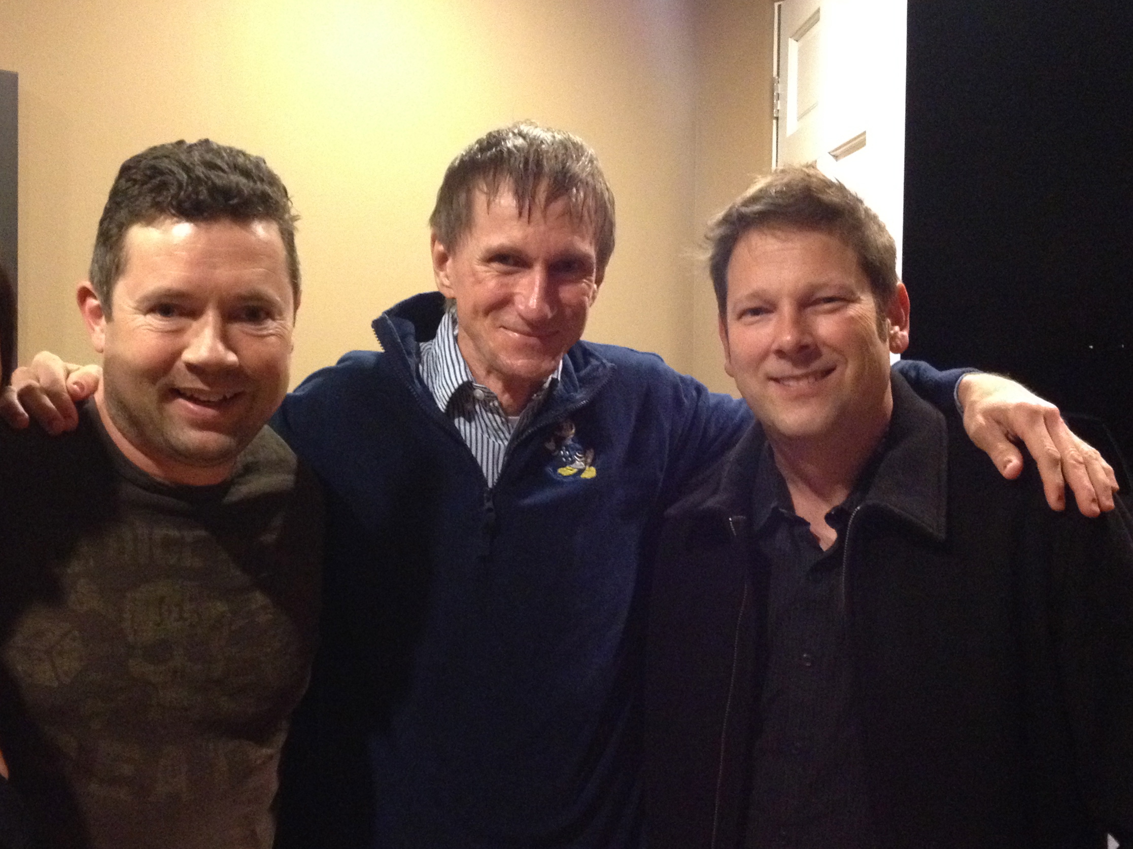 Lee Sanders (right) with Michael McNelly (left) and Bill Oberst, Jr. (center) at the Blood of the Realm trailer shoot, February 2014.