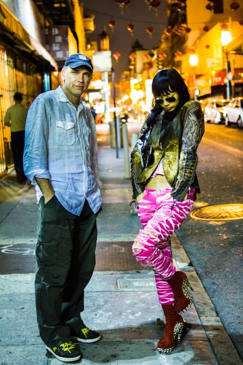 Producer Craig Santy and actress Bai Ling on the set of the action adventure series 