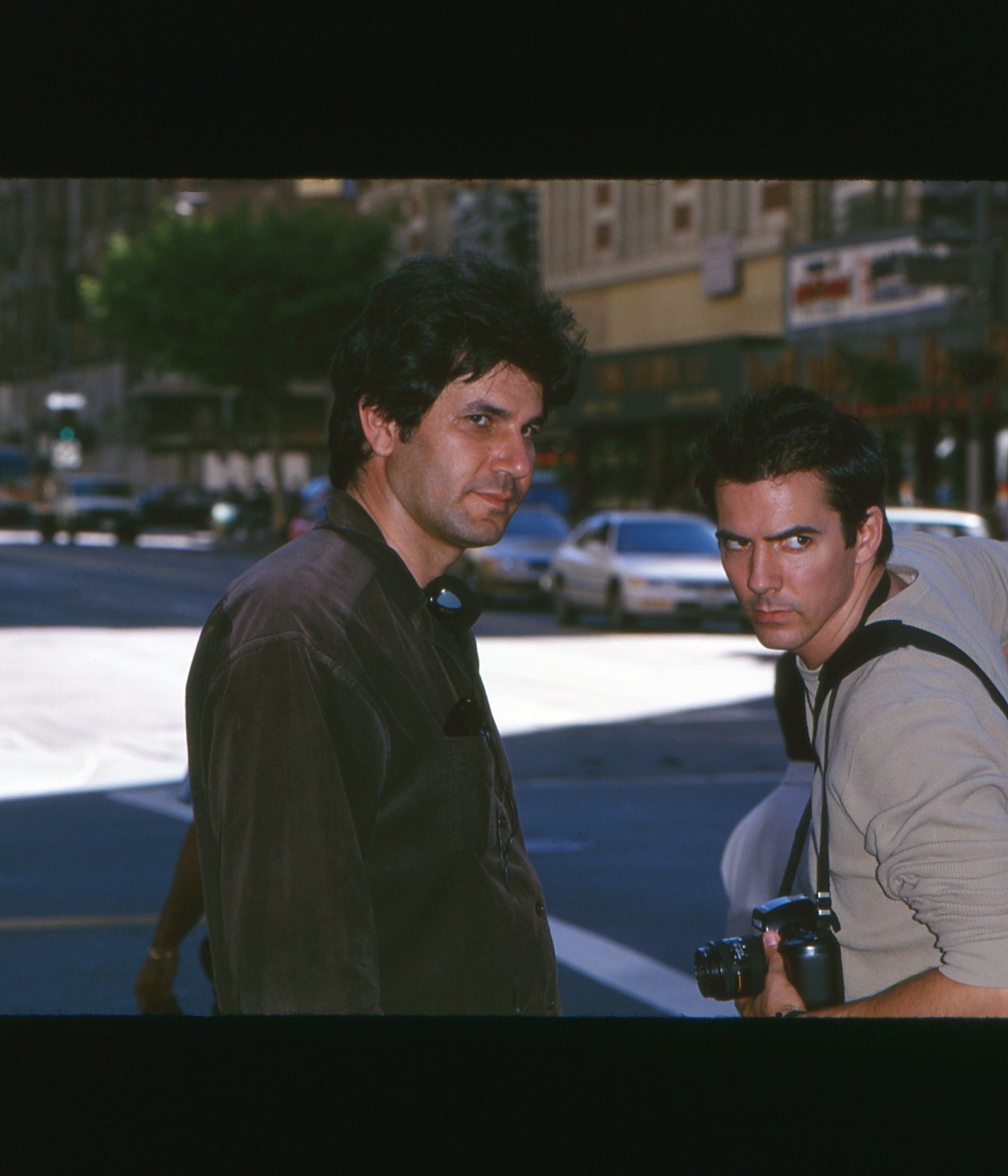 Hamlet Sarkissian and Adam Trese on the set of Camera Obscura.