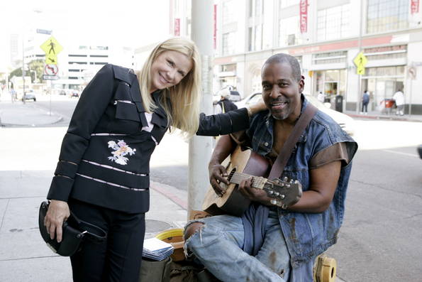 Katherine Kelly Lang and Rodney Saulsberry (Anthony) on location filming 