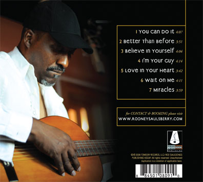 Back cover of Rodney's motivational CD, 