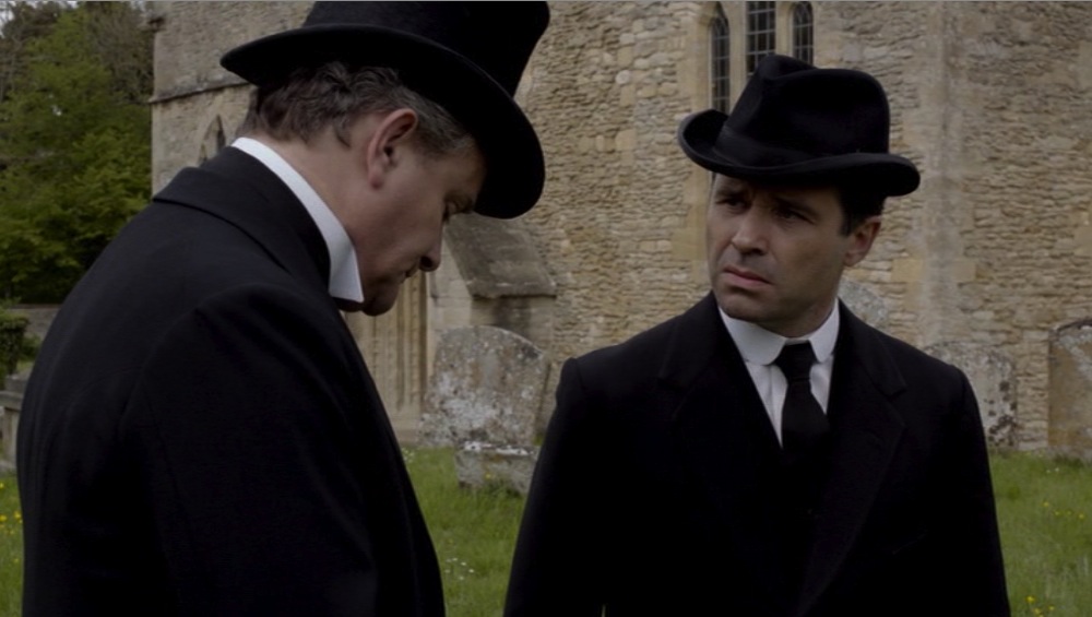 Andrew Scarborough as Tim Drewe with Hugh Bonneville as Lord Grantham in Downton Abbey