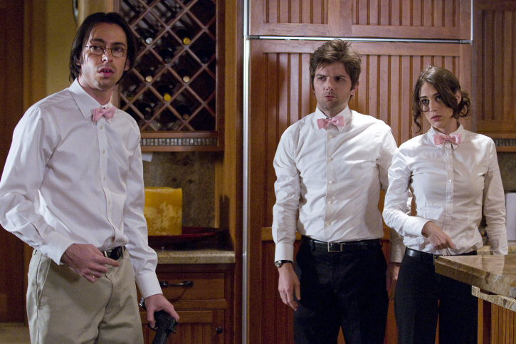 Still of Adam Scott, Lizzy Caplan and Martin Starr in Party Down (2009)