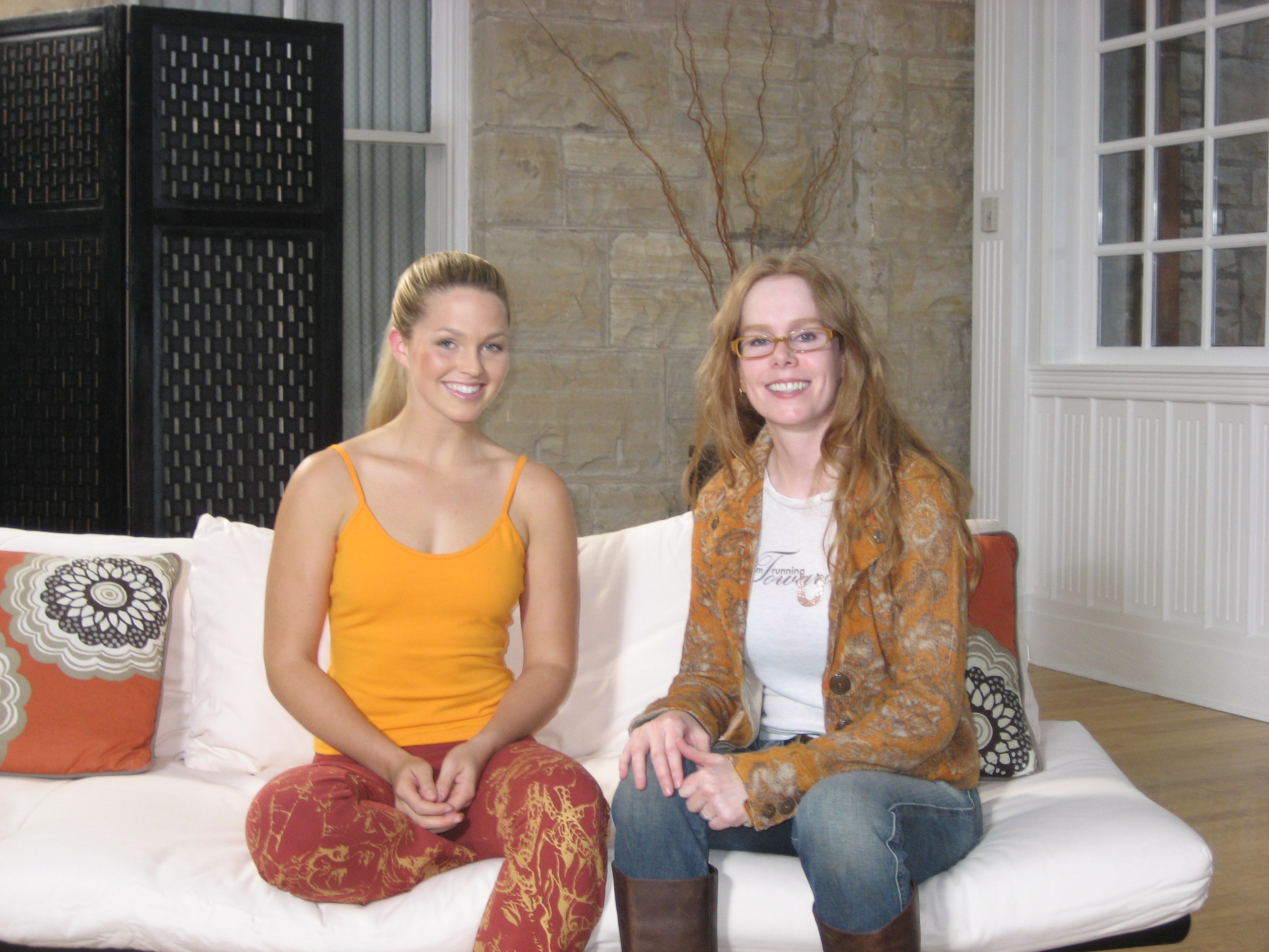 Allie LaForce and Vivian Schilling on set of Teen Yoga