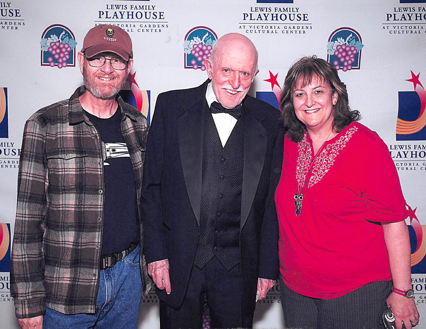 Gregory Schmauss pictured with John Astin and Karen Schmauss at the Lewis Family Playhouse in Rancho Cucamonga, California.