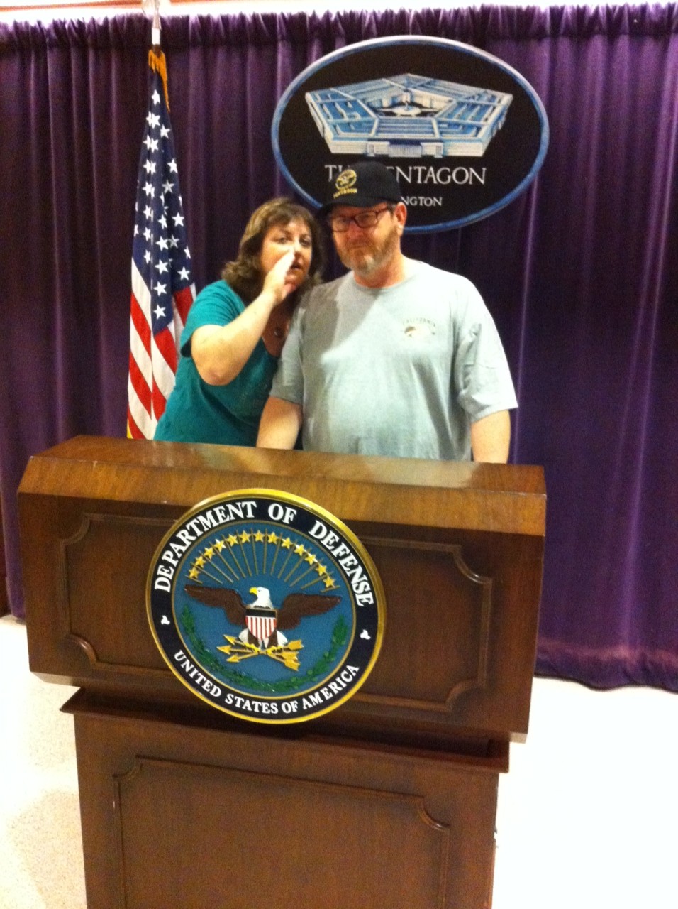 Pictured with Karen Schmauss at the Pentagon Media Briefing area.