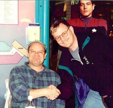 Gregory Schmauss and Ethan Phillips at a book signing at the Central City Mall in San Bernardino, California.