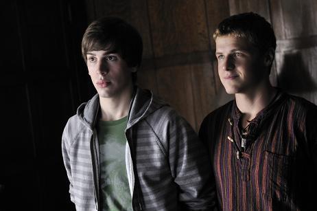 Still of Kevin G. Schmidt and Jordan Gavaris in Unnatural History (2010)