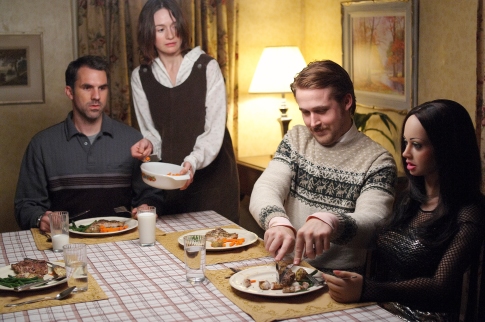 Still of Ryan Gosling, Emily Mortimer and Paul Schneider in Lars and the Real Girl (2007)