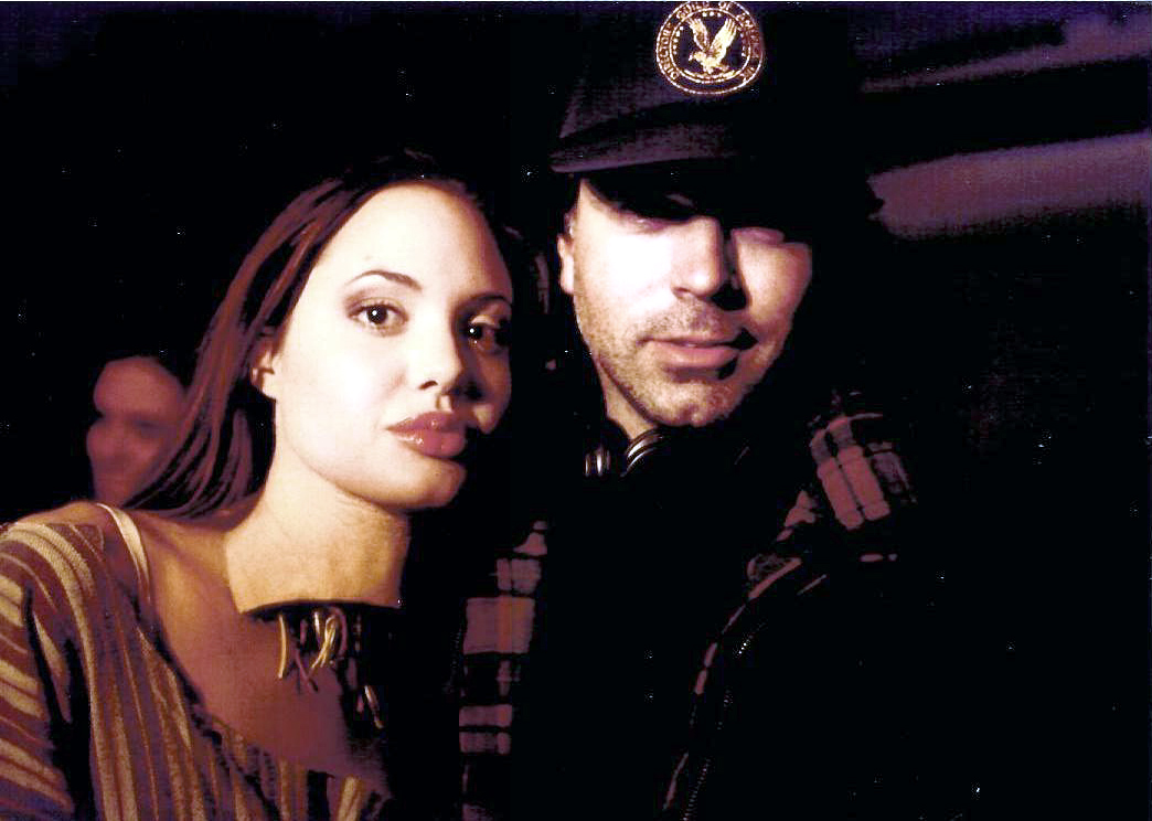 November 12, 1992; Angelina Jolie and Michael Schroeder on the set of 