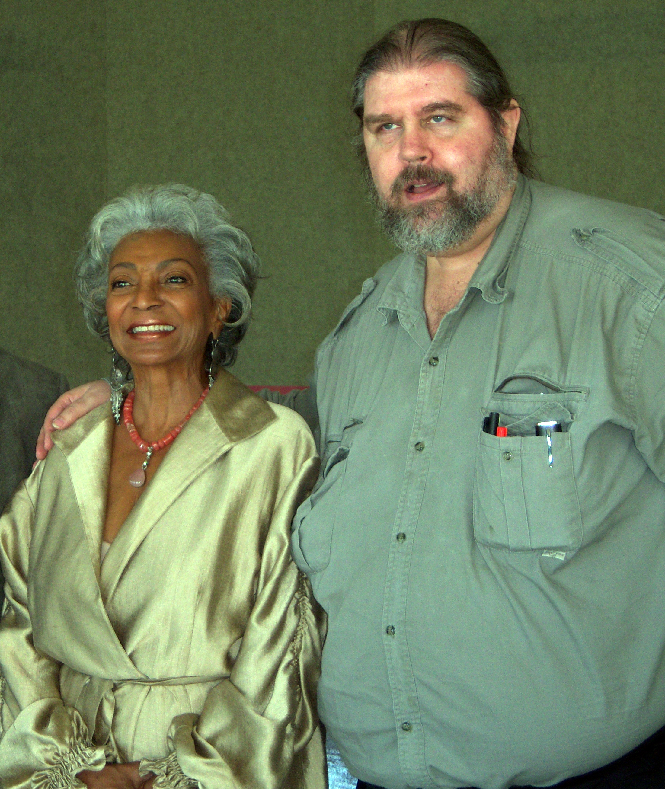 J. Neil Schulman with Nichelle Nichols, promoting Lady Magdalene's for the 2008 Backlot Film Festival.