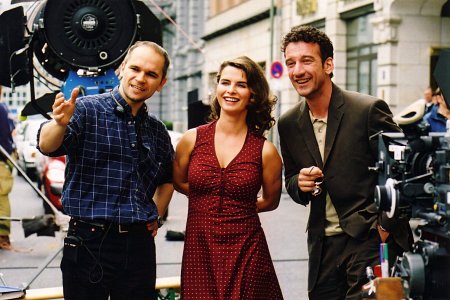Jakob Schäuffelen with actors Anne Brendler and Heio von Stetten