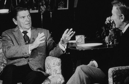 Ronald Reagan being interviewed by Vince Scully C. 1980