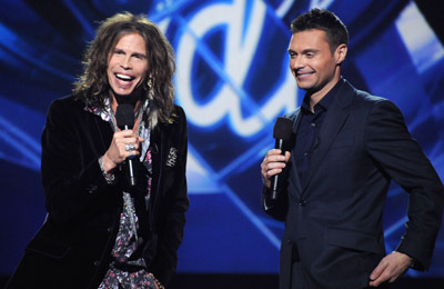 Ryan Seacrest and Steven Tyler at event of American Idol: The Search for a Superstar (2002)