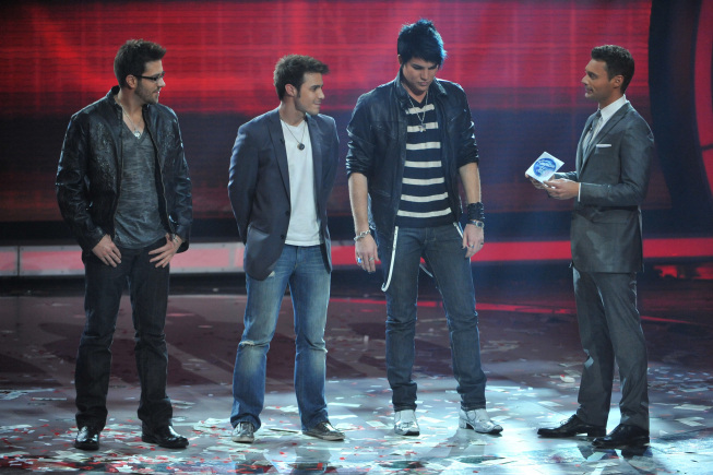 Still of Ryan Seacrest, Adam Lambert, Kris Allen and Danny Gokey in American Idol: The Search for a Superstar (2002)