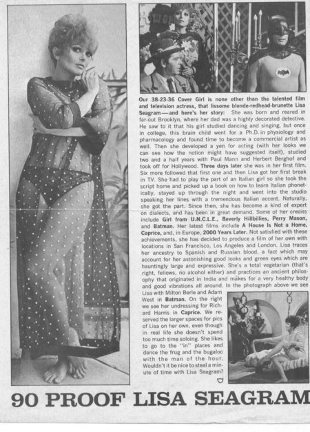 Magazine Article from left to right: left, full length photo of Lisa Seagram, upper Right corner Lisa Seagram as 
