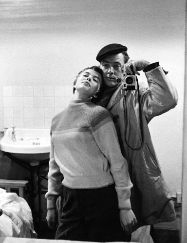 Photographer Bob Willoughby and Jean Seberg during the making of 