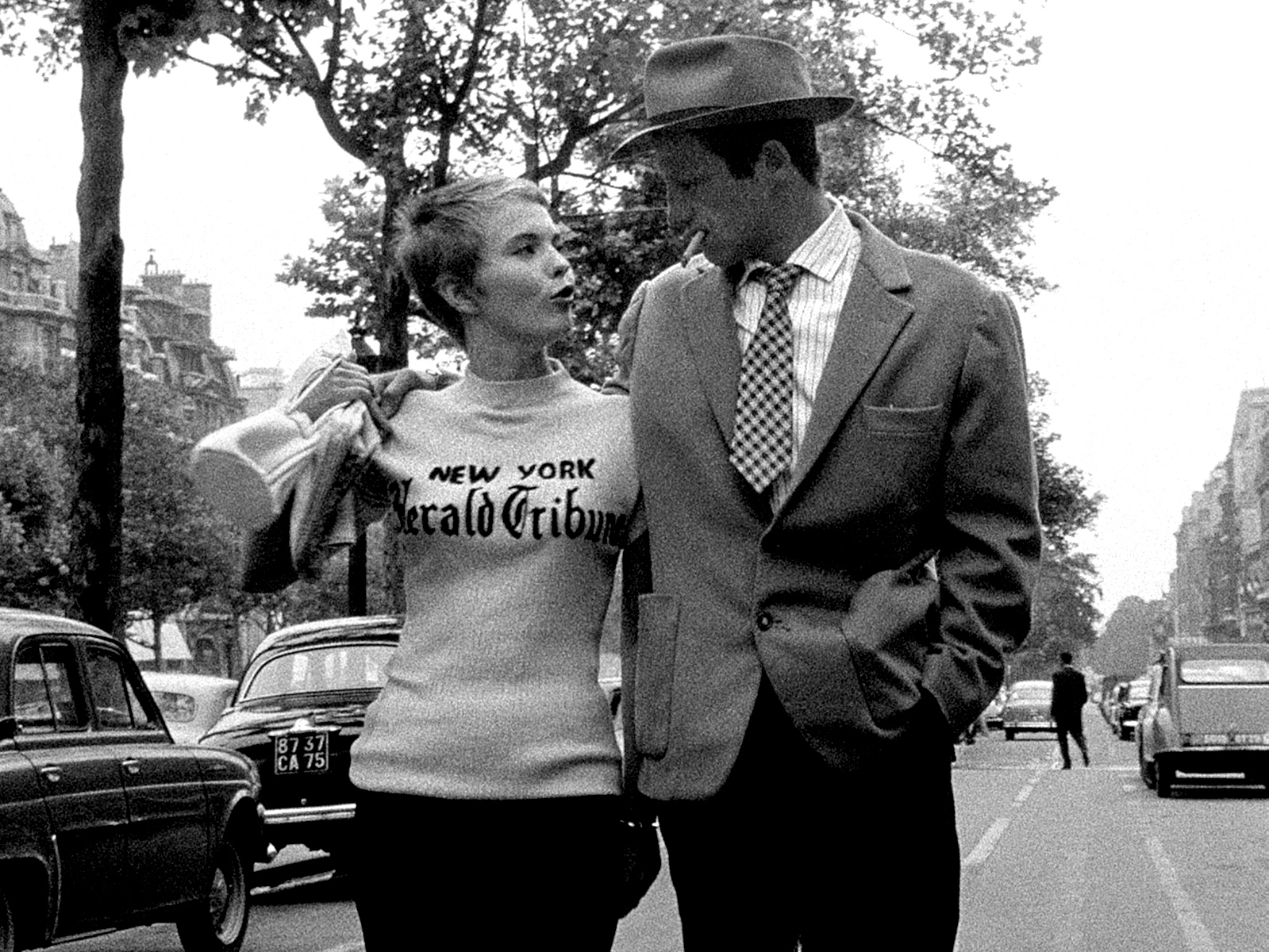 Still of Jean-Paul Belmondo and Jean Seberg in À bout de souffle (1960)