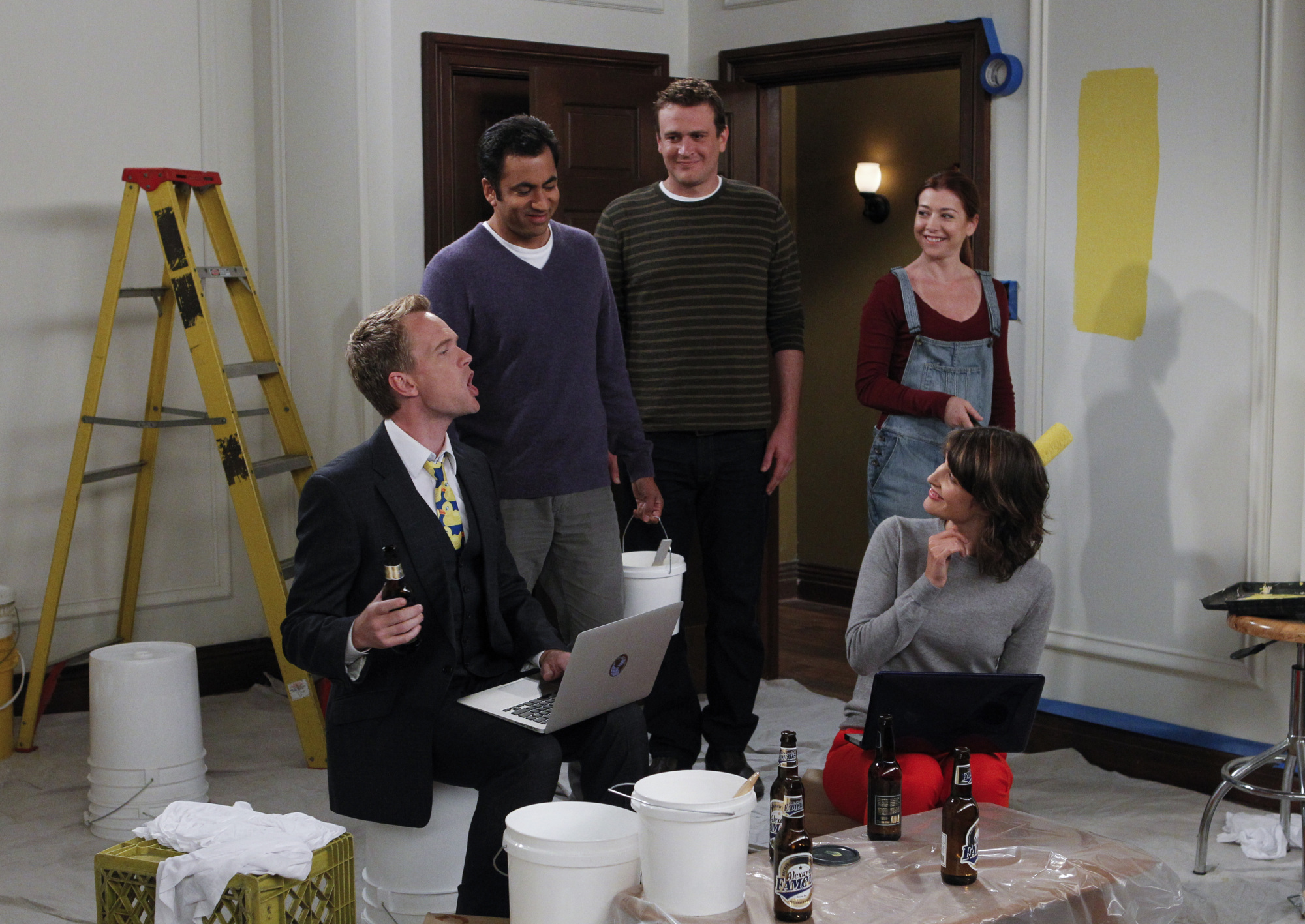 Still of Neil Patrick Harris, Alyson Hannigan, Kal Penn, Jason Segel and Cobie Smulders in Kaip as susipazinau su jusu mama (2005)