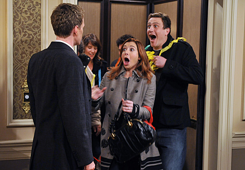 Still of Neil Patrick Harris, Alyson Hannigan, Jason Segel and Cobie Smulders in Kaip as susipazinau su jusu mama (2005)