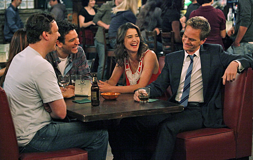 Still of Neil Patrick Harris, Jason Segel, Josh Radnor and Cobie Smulders in Kaip as susipazinau su jusu mama (2005)