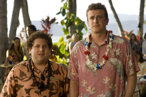 Still of Jason Segel and Jonah Hill in Forgetting Sarah Marshall (2008)