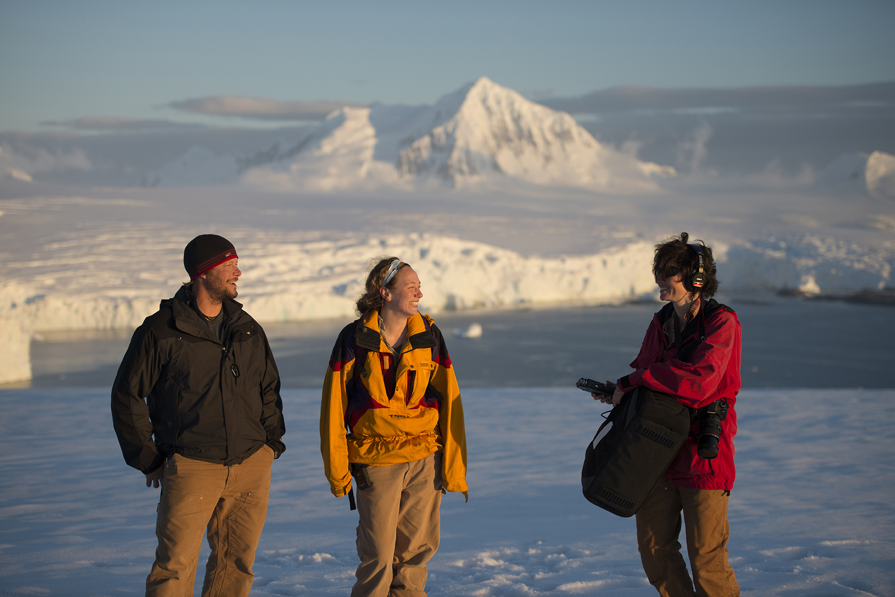 Dena interviewing scientist Dr. Reide Corbett at Palmer Station, Antarctica