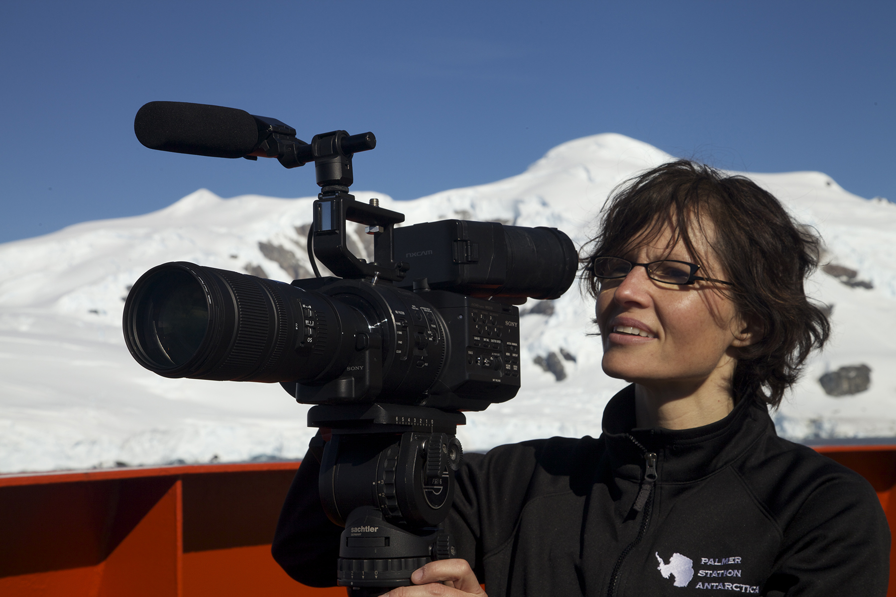 Dena films on research vessel Gould in Antarctica