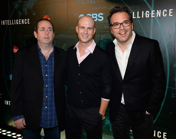 Executive producers Barry Schindel and Tripp Vinson and executive producer and creator Michael Seitzman arrive at CNET'S premiere party for the CBS television show 'Intelligence' during the 2014 International CES at the Tao Nightclub at The Venetian Las V