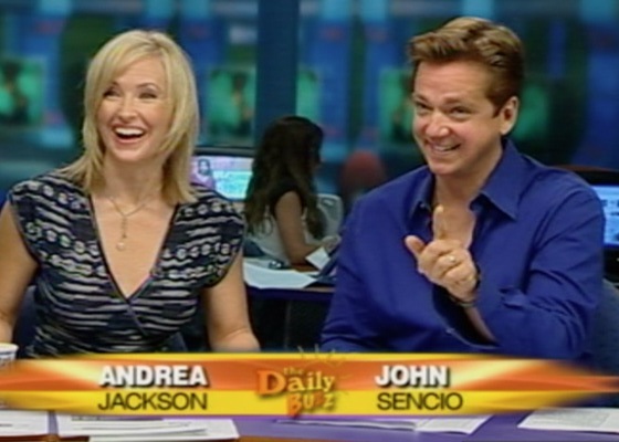 John Sencio anchors the national news program The Daily Buzz with Andrea Jackson.