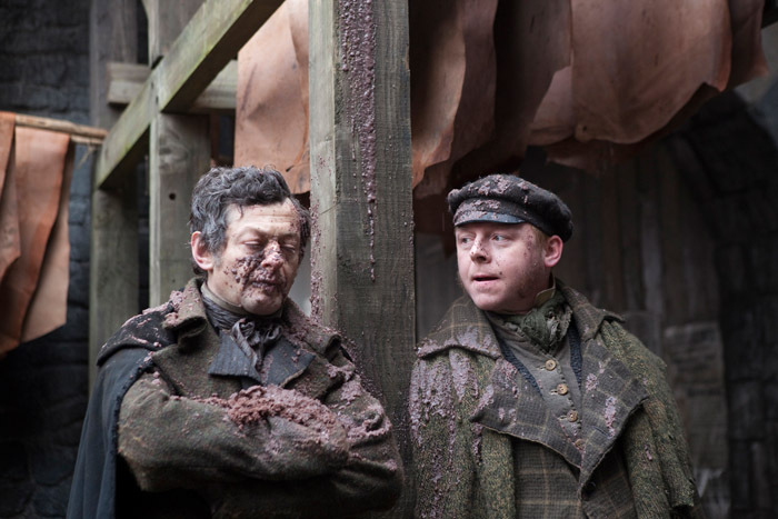 Still of Simon Pegg and Andy Serkis in Burke and Hare (2010)