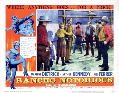 Jack Elam, Mel Ferrer, I. Stanford Jolley, Arthur Kennedy and Dan Seymour in Rancho Notorious (1952)