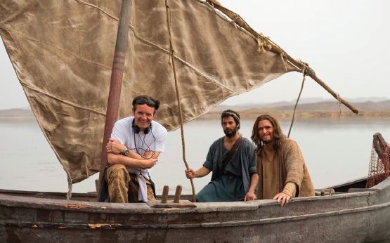 With Mark Burnett and Diogo Morgado in The Bible